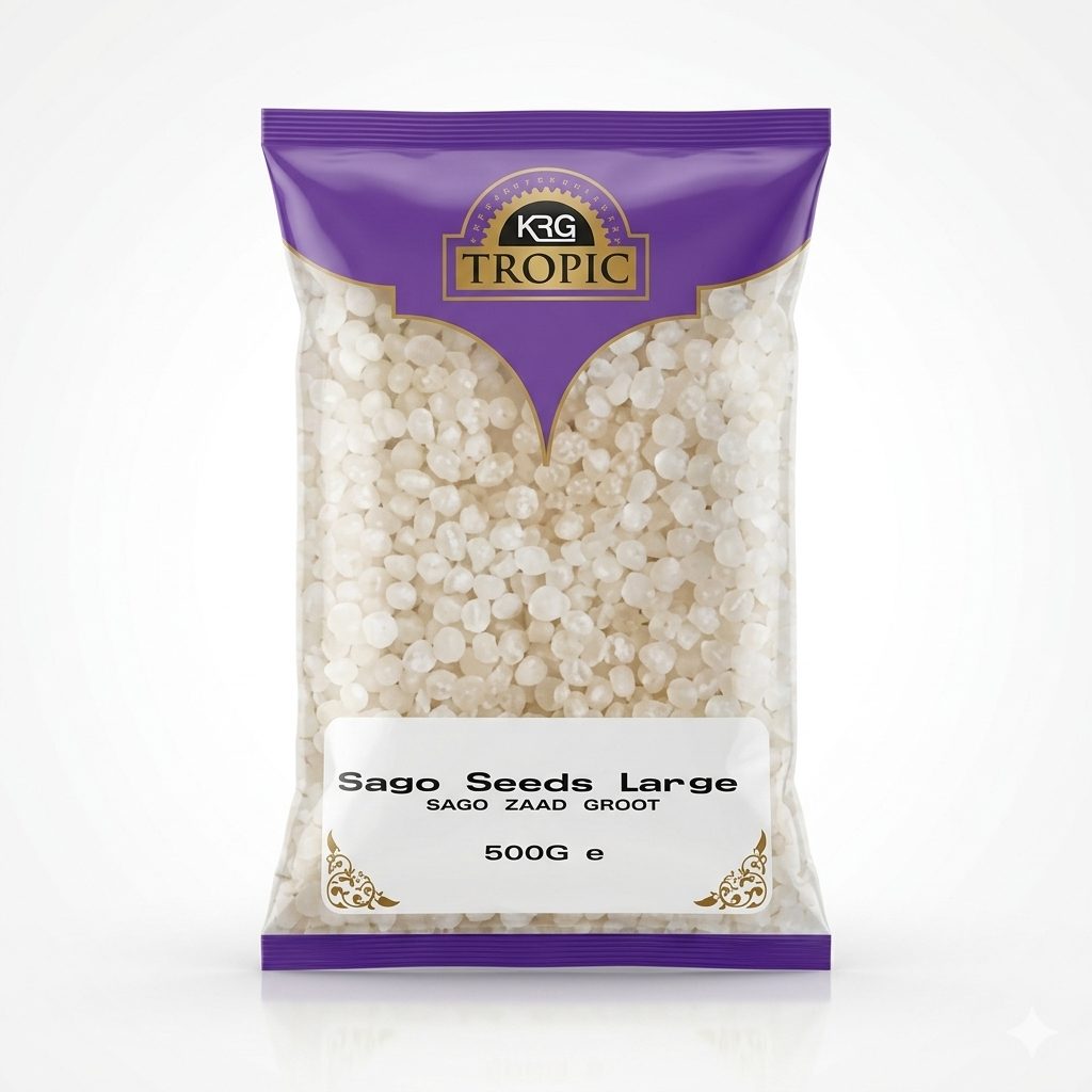 KRG Steam Processed Sago |Nylon Sabudana | Javvarisi | Tapioca Pearls (Large) 500g