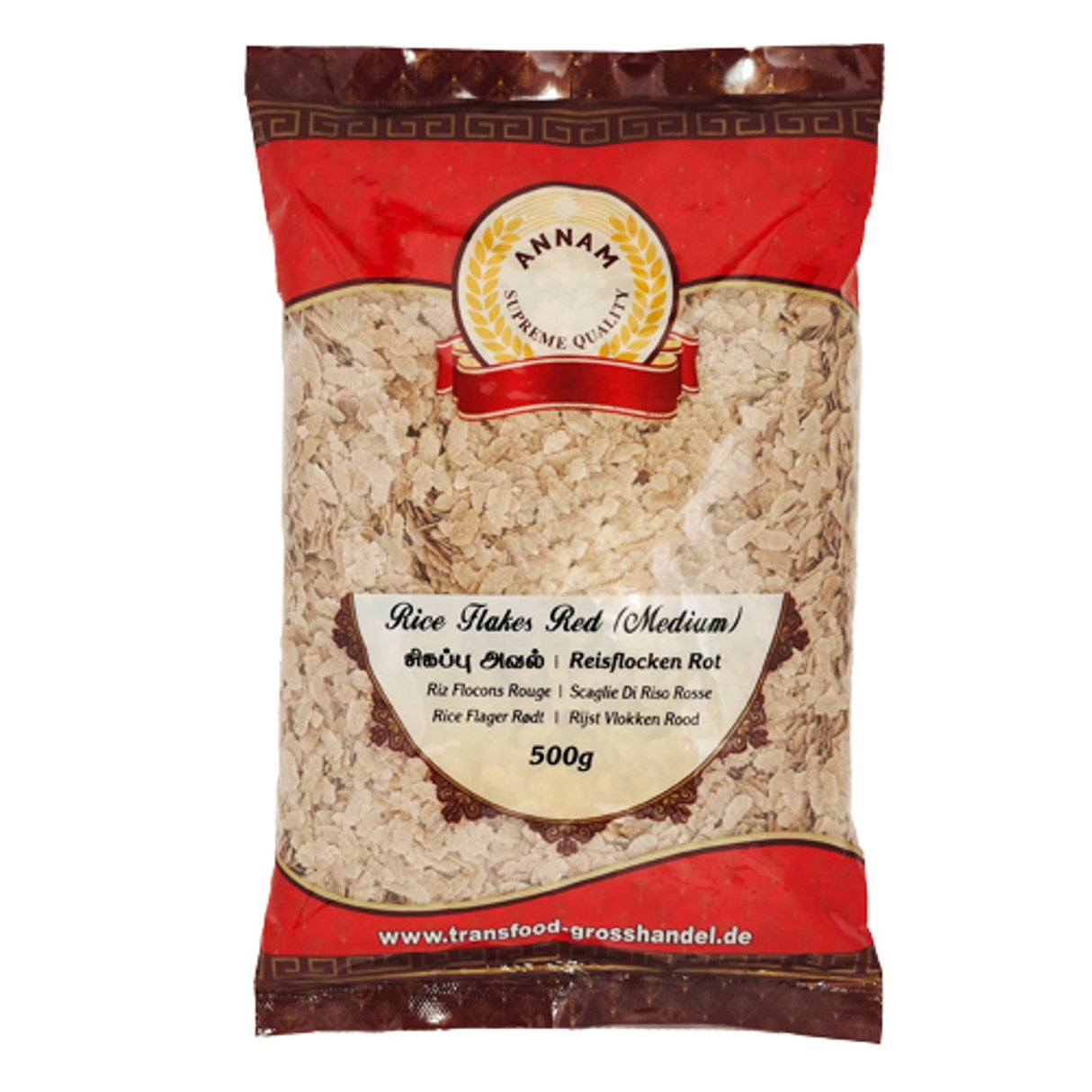 Annam Rice Flakes | Poha (Medium) Red/Brown 500g Annam