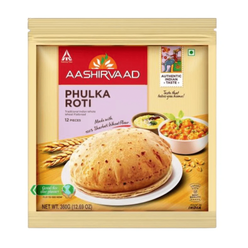Aashirvaad Phulka Roti 360g - 12 Pieces (Frozen)