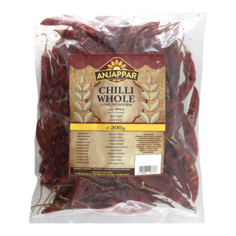 Anjappar Dried Red Chillies Long (With Stem) 200g