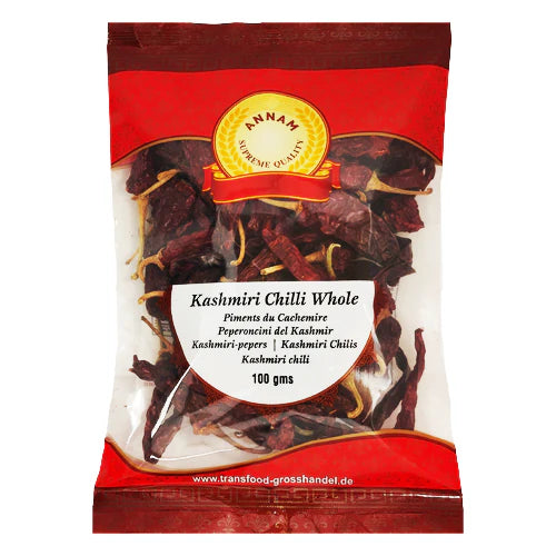 Annam Dried Kashmiri Red Chillies (Whole) 100g Annam