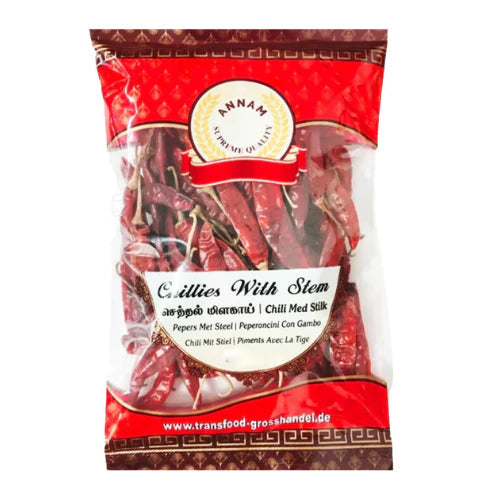 Annam Dried Red Chillies Long (With Stem) 250g Annam