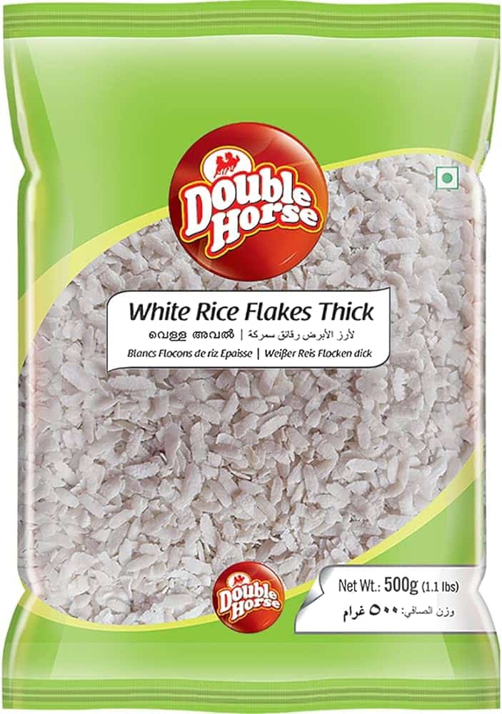 Double Horse White Rice Flakes | Poha | Pawa | Aval (Thick) 400g