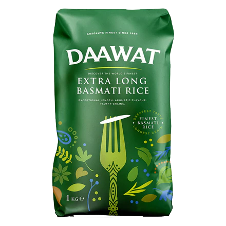 Daawat Extra Long Basmati Rice (Green Pack) 1Kg