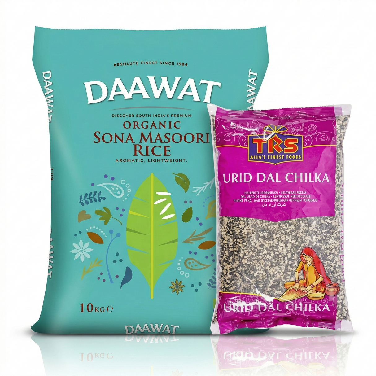 Daawat Organic Sona Masoori Rice 10Kg & TRS Urad Dal Chilka 1Kg Desigros