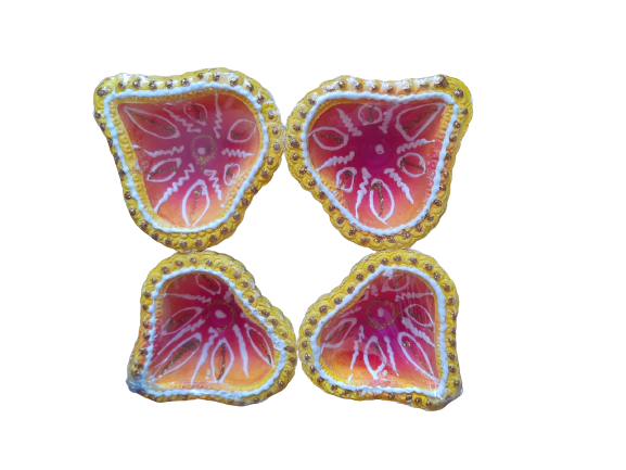 Diya Hand-Painted Fancy HP3- Set of 4 Pcs