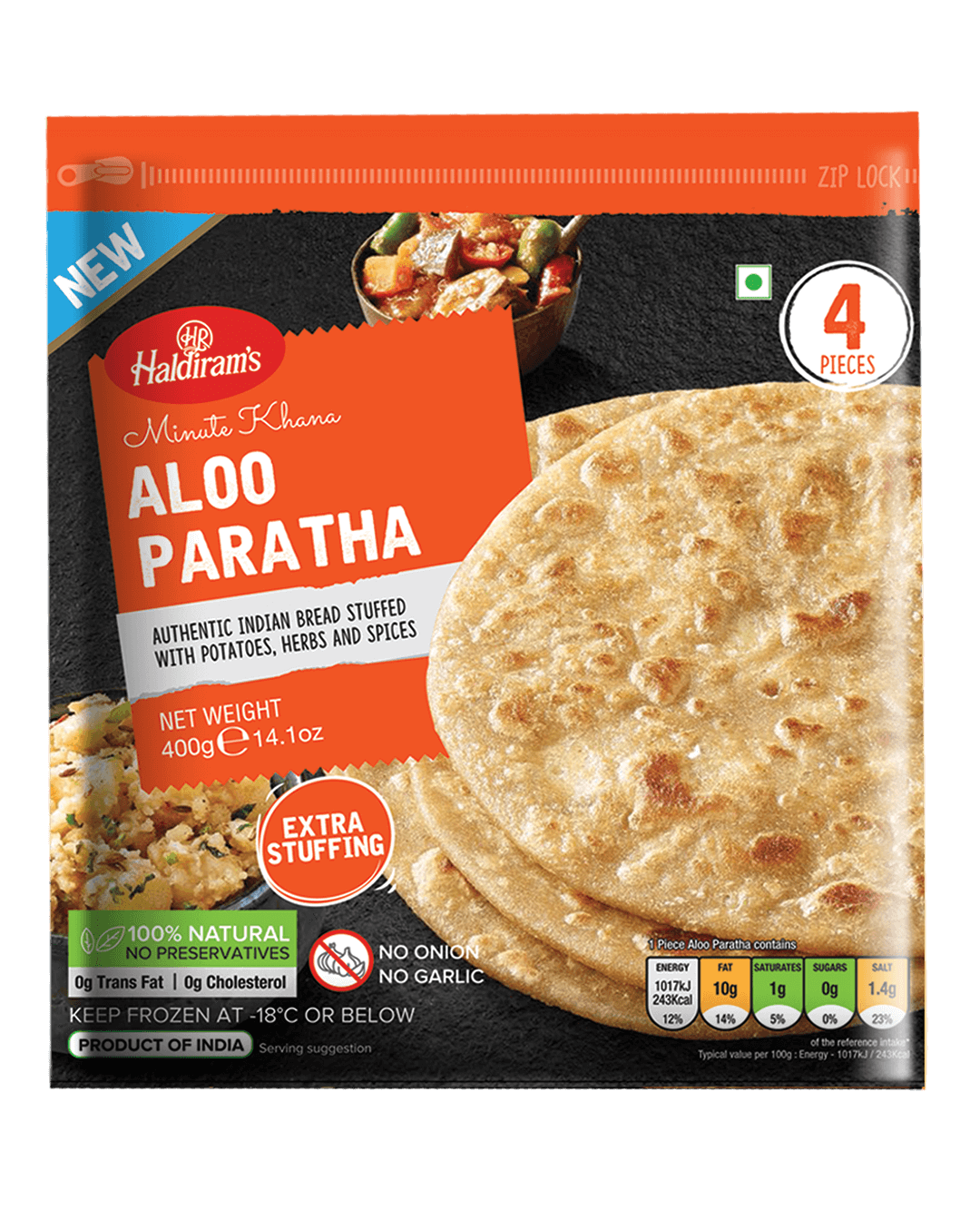 Haldiram's Aloo Paratha (Frozen) 4 Pieces - 400g