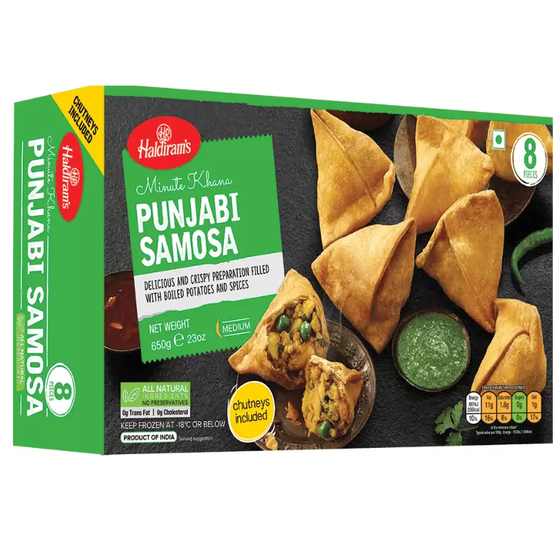 Haldiram's Punjabi Samosa with Chutneys (8 Pieces) 650g (Frozen)
