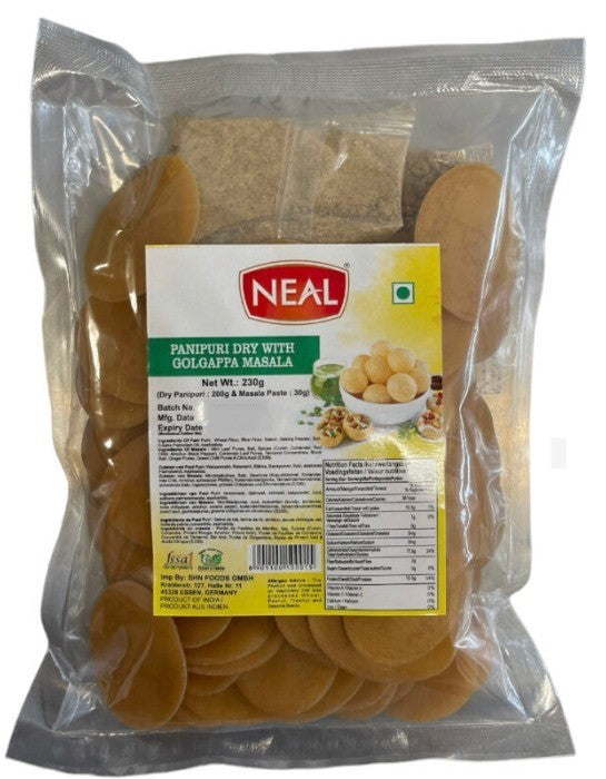 Neals Pani Puri Papad (Chips) with Gol Gappa Masala Mix 230g