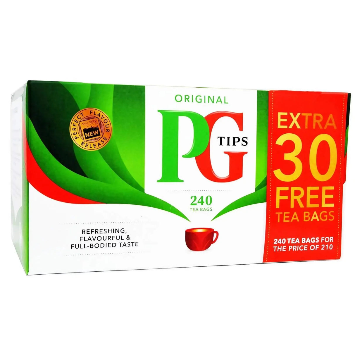 PG Tips Original 210 + Extra 30 Free Tea Bags (696g)