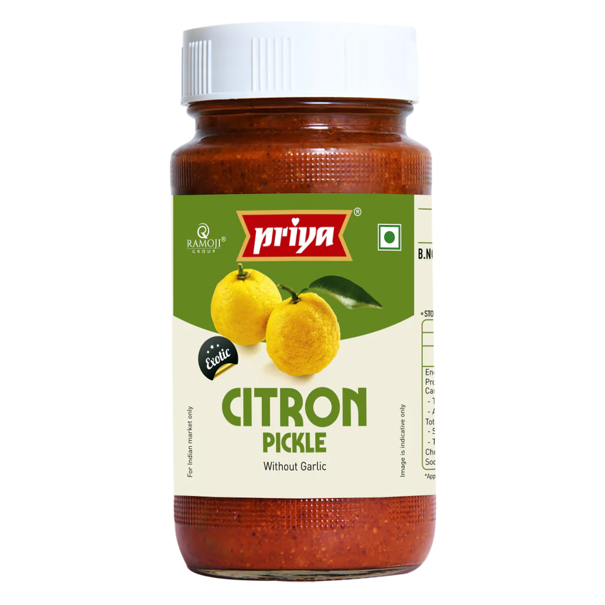 Priya CITRON PICKLE (WITHOUT GARLIC) 300G