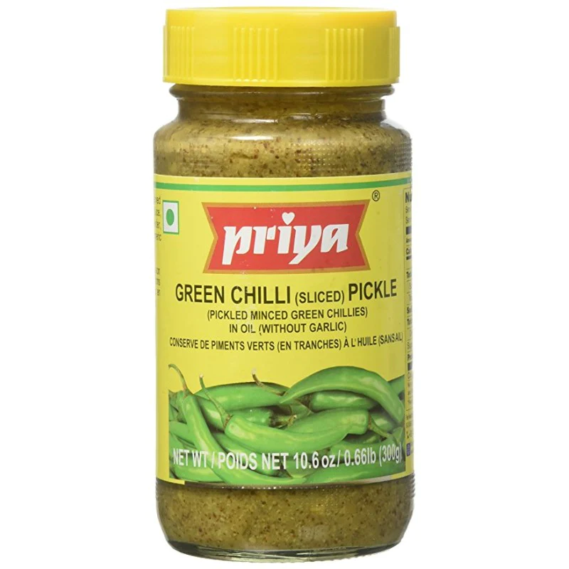Priya GREEN CHILLI (SLICED) PICKLE (WITHOUT GARLIC) 300G