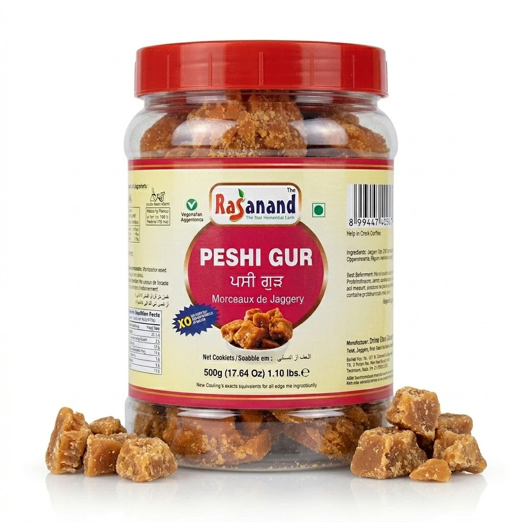 Rasanand Punjabi Pesi Gur | Unrefined Pure Cane Sugar Jaggery Pieces 500g