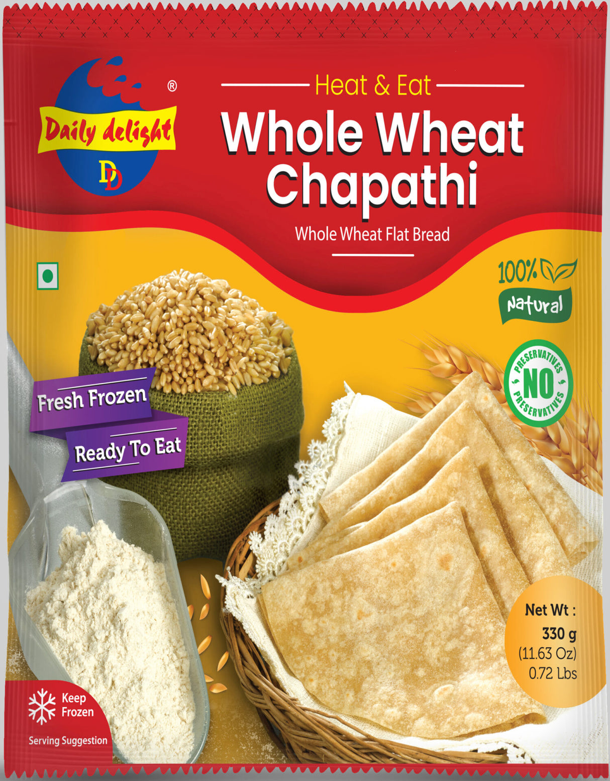 Daily Delight Chapathi Whole Wheat 300g (8 Pieces)