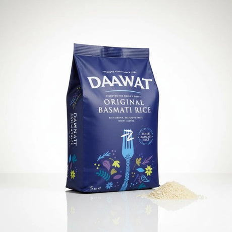 Bag of DAAWAT Original Basmati Rice on a white background