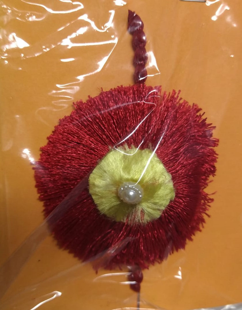 Traditional Resham Rakhi (Marroon & Yellow)