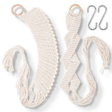 Macrame Hanging Plant Holder Set of 2 Designs, Handwoven Hanging Planter with Wooden Wall Mount, Boho Chic Decorative Hanging Basket 100cm Long, 4mm Macrame Cord