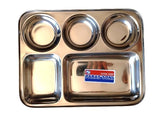 Stainless Steel LANGAR THALI | 5 Compartments Extra Deep - 1 Piece