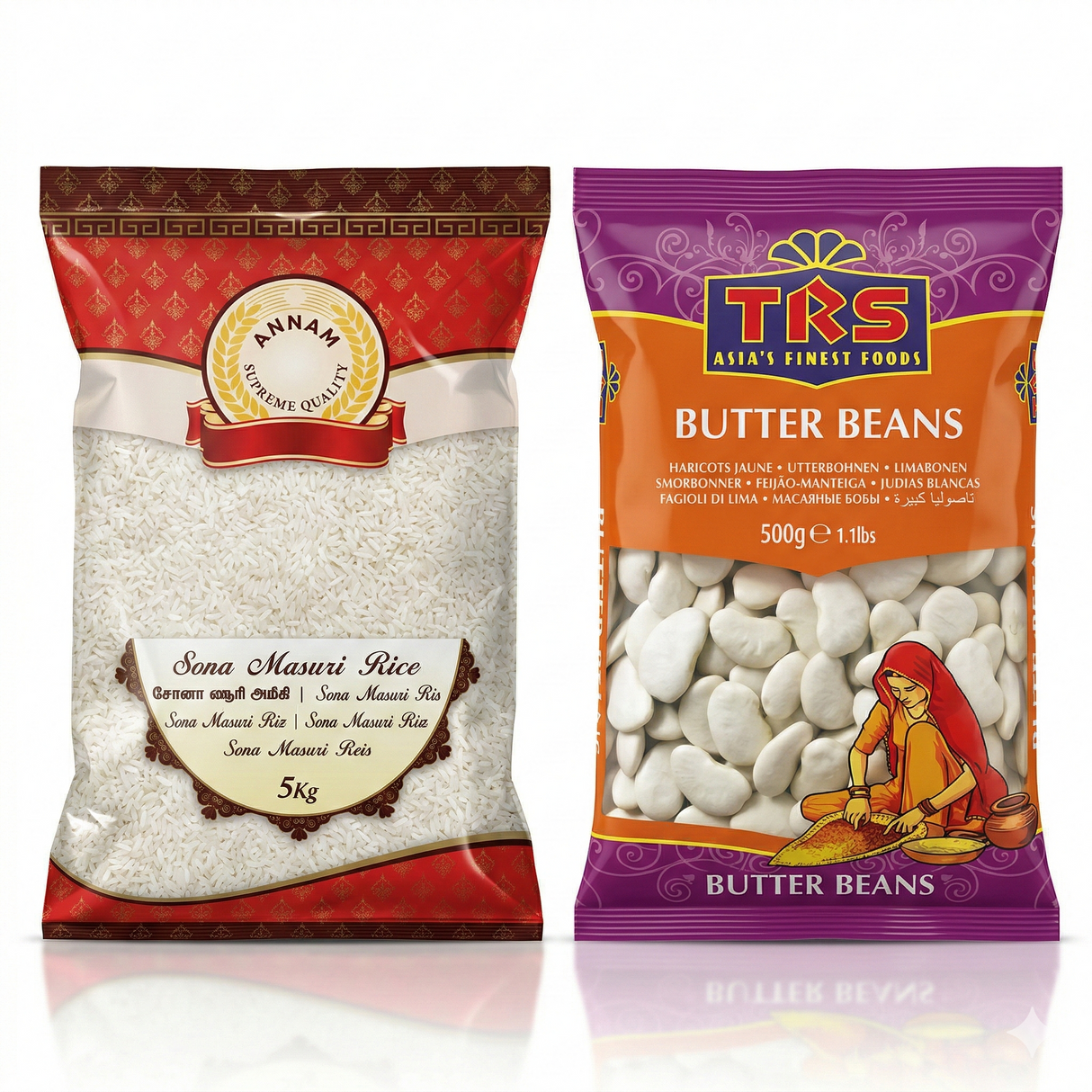 Annam Sona Masoori Rice 5Kg & TRS Butter Beans 500g
