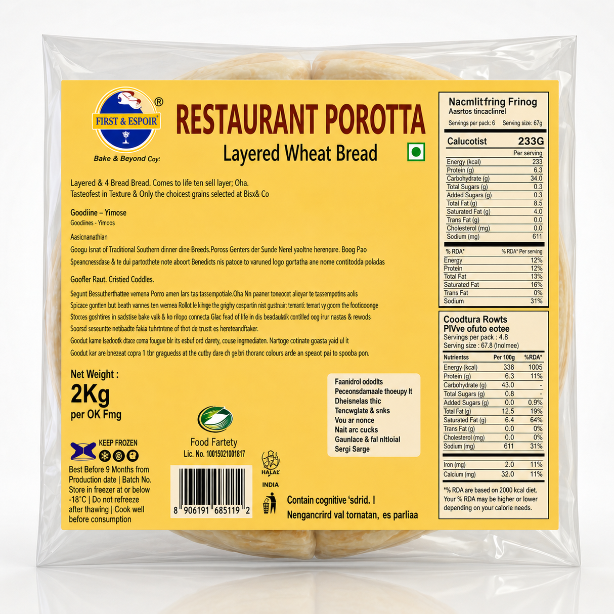 Daily Delight Malabar Restaurant Porotta 2Kg (24 Pieces)