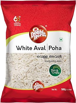 Double Horse White Rice Flakes | Poha | Aval (Thin) 500g