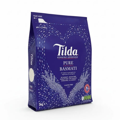 Tilda Basmati rice packaging on a white background